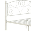 Full Size Unique Flower Sturdy System Metal Bed Frame With Headboard And Footboard White Metal