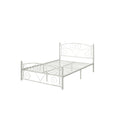 Queen Size Unique Flower Sturdy System Metal Bed Frame With Headboard And Footboard White Metal