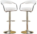 Contemporary Style White Color Bar Stool Counter Height Chairs Set Of 2 Adjustable Swivel Kitchen Island Stools White Dining Room Classic,Contemporary Fabric