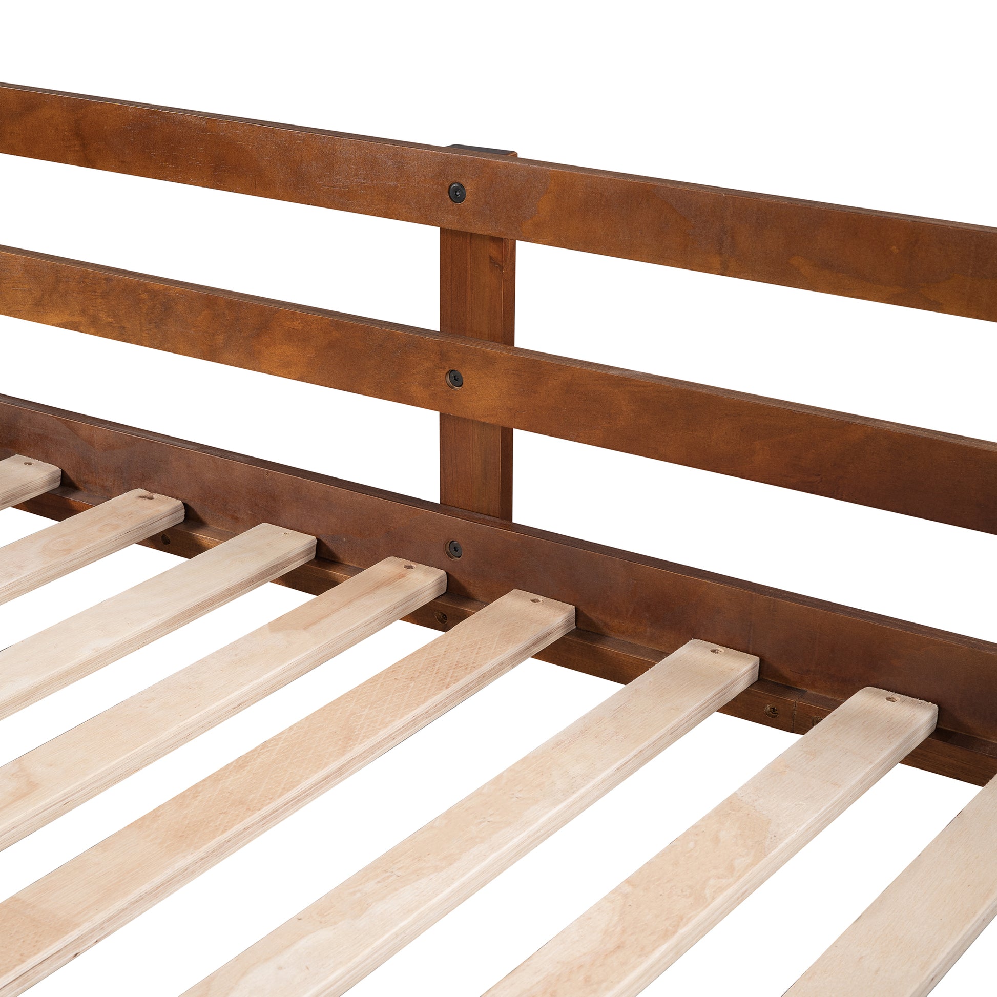 Twin Over Twin Bunk Bed With Twin Size Trundle And 3 Storage Stairs,Walnut Old Sku :Lp000064Aad Walnut Solid Wood