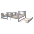 Twin Over Twin Full Bunk Bed With Twin Size Trundle Gray Old Sku :Lp000025Aae Gray Solid Wood