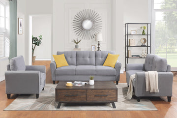 Modern Living Room Sofa Set Linen Upholstered Couch Furniture For Home Or Office ,Light Grey Blue, 1 2 3 Seat,Old Sku:Sg000373Aaa Light Grey Blue Foam Linen 6 Seat