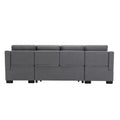 Upholstery Sleeper Sectional Sofa With Double Storage Spaces, 2 Tossing Cushions, Grey Grey Linen