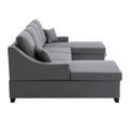 Upholstery Sleeper Sectional Sofa With Double Storage Spaces, 2 Tossing Cushions, Grey Grey Linen