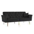 Black Velvet Tufted Sofa Couch With 2 Pillows And Trim Black Velvet Wood Tufted Back Foam Velvet 2 Seat