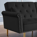 Black Velvet Tufted Sofa Couch With 2 Pillows And Trim Black Velvet Wood Tufted Back Foam Velvet 2 Seat