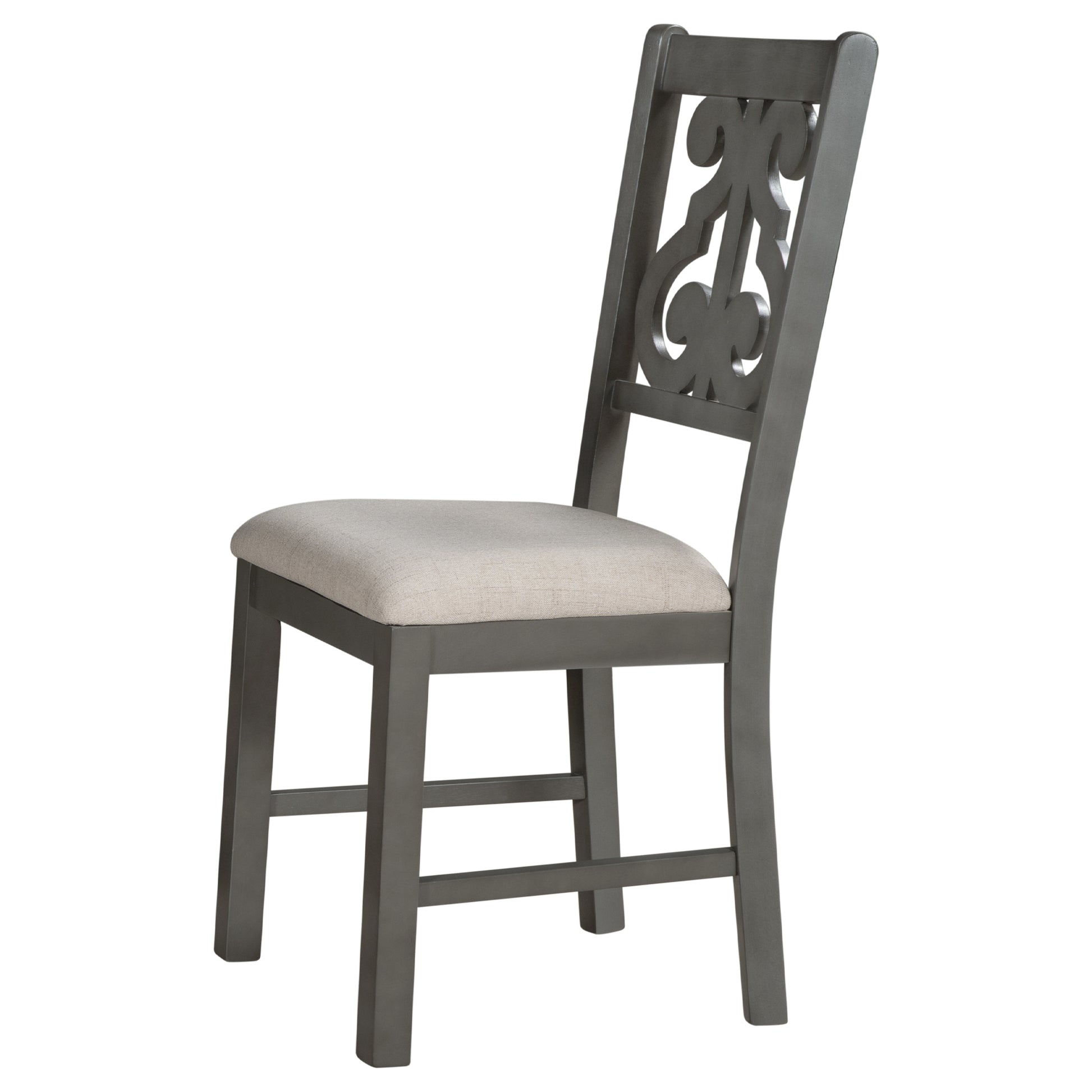 5 Piece Round Dining Table And Chair Set With Special Shaped Legs And An Exquisitely Designed Hollow Chair Back For Dining Room Gray Gray Mdf