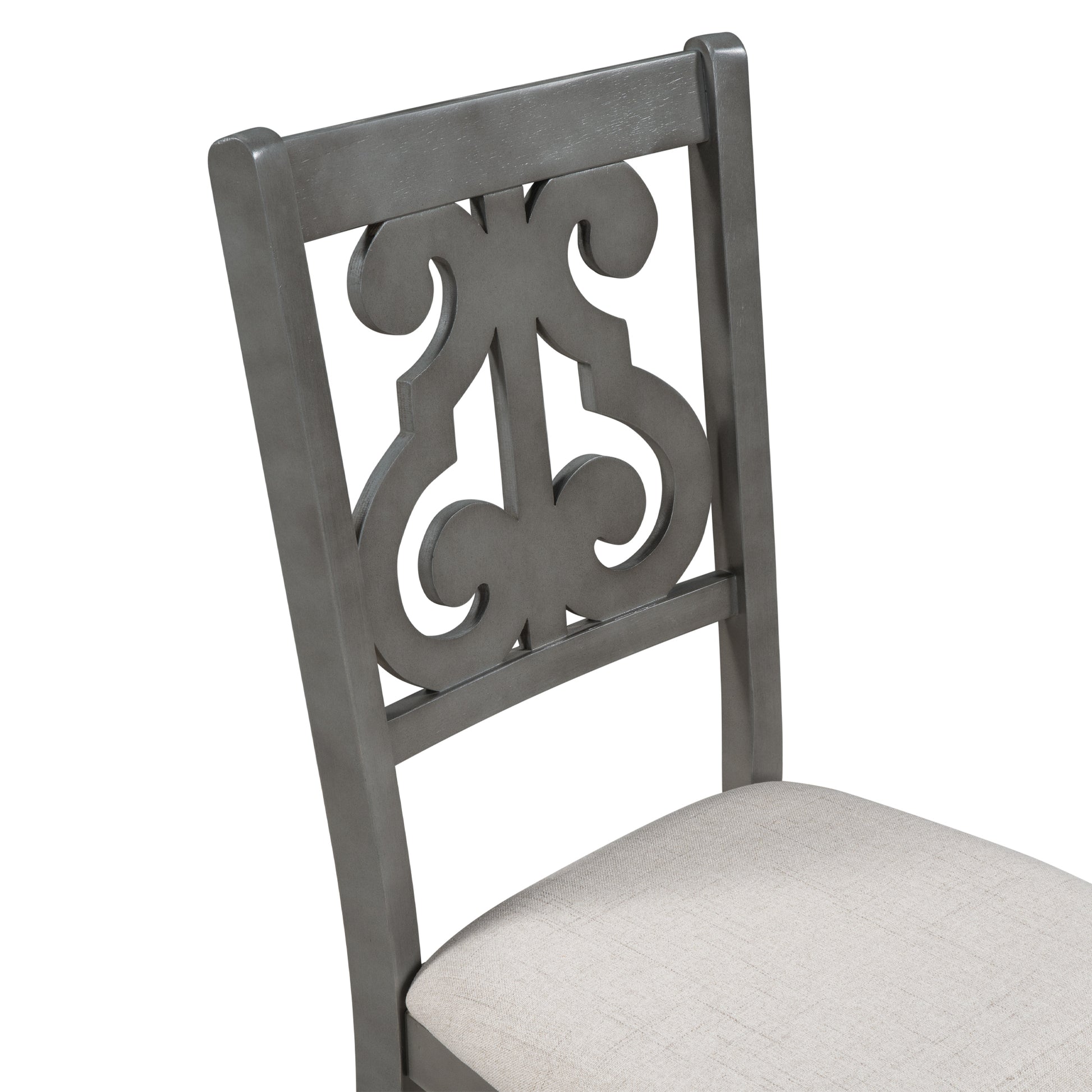 5 Piece Round Dining Table And Chair Set With Special Shaped Legs And An Exquisitely Designed Hollow Chair Back For Dining Room Gray Gray Mdf