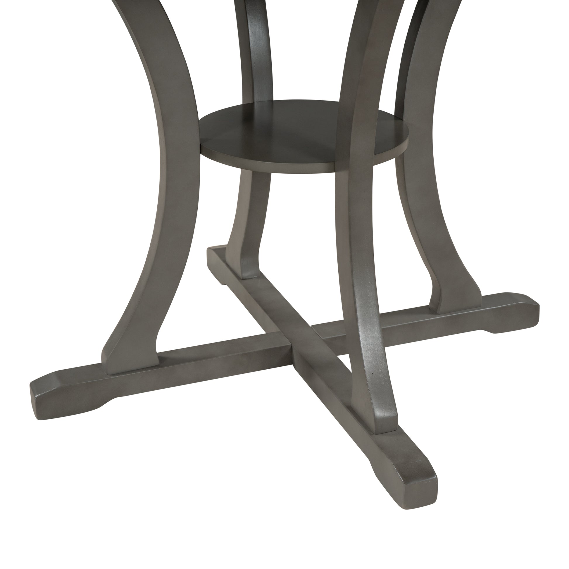 5 Piece Round Dining Table And Chair Set With Special Shaped Legs And An Exquisitely Designed Hollow Chair Back For Dining Room Gray Gray Mdf