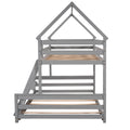 Twin Over Full House Bunk Bed With Built In Ladder,Gray Gray Pine