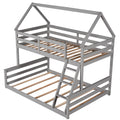 Twin Over Full House Bunk Bed With Built In Ladder,Gray Gray Pine