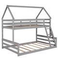 Twin Over Full House Bunk Bed With Built In Ladder,Gray Gray Pine