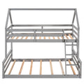 Twin Over Full House Bunk Bed With Built In Ladder,Gray Gray Pine