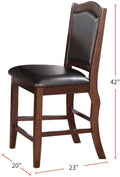 Dark Brown Wood Finish Set Of 2 Counter Height Chairs Faux Leather Upholstery Seat Back Kitchen Dining Room Chair Dark Brown Brown Dining Room Contemporary,Traditional Dining Chairs Rubberwood Solid Back Solid Wood