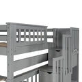 Full Over Full Bunk Bed With Shelves And 6 Storage Drawers, Gray Old Sku:Lp000046Aae Gray Solid Wood