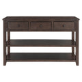 Retro Design Console Table With Two Open Shelves, Pine Solid Wood Frame And Legs For Living Room Espresso Espresso Solid Wood