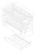 Twin Over Twin Bunk Beds With Twin Trundle And Stairway Storage Function In White Color White Pine