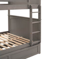 Full Over Full Bunk Bed With Twin Size Trundle, Pine Wood Bunk Bed With Guardrails, Brushed Gray Old Sku Lp000044Aan Gray Solid Wood