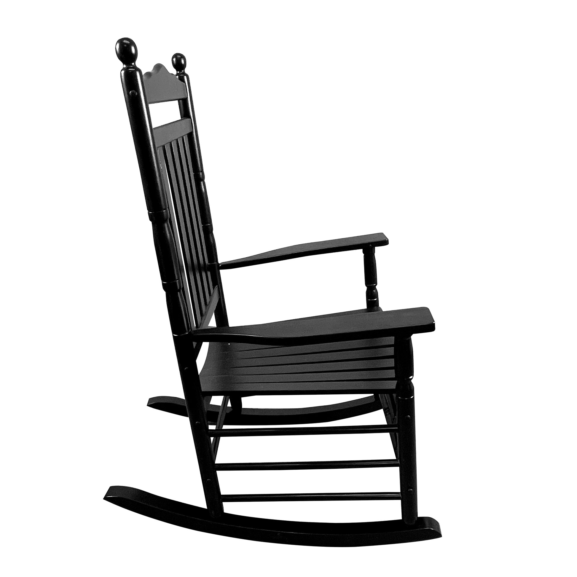 Balcony Porch Adult Rocking Chair Black Black Solid Wood