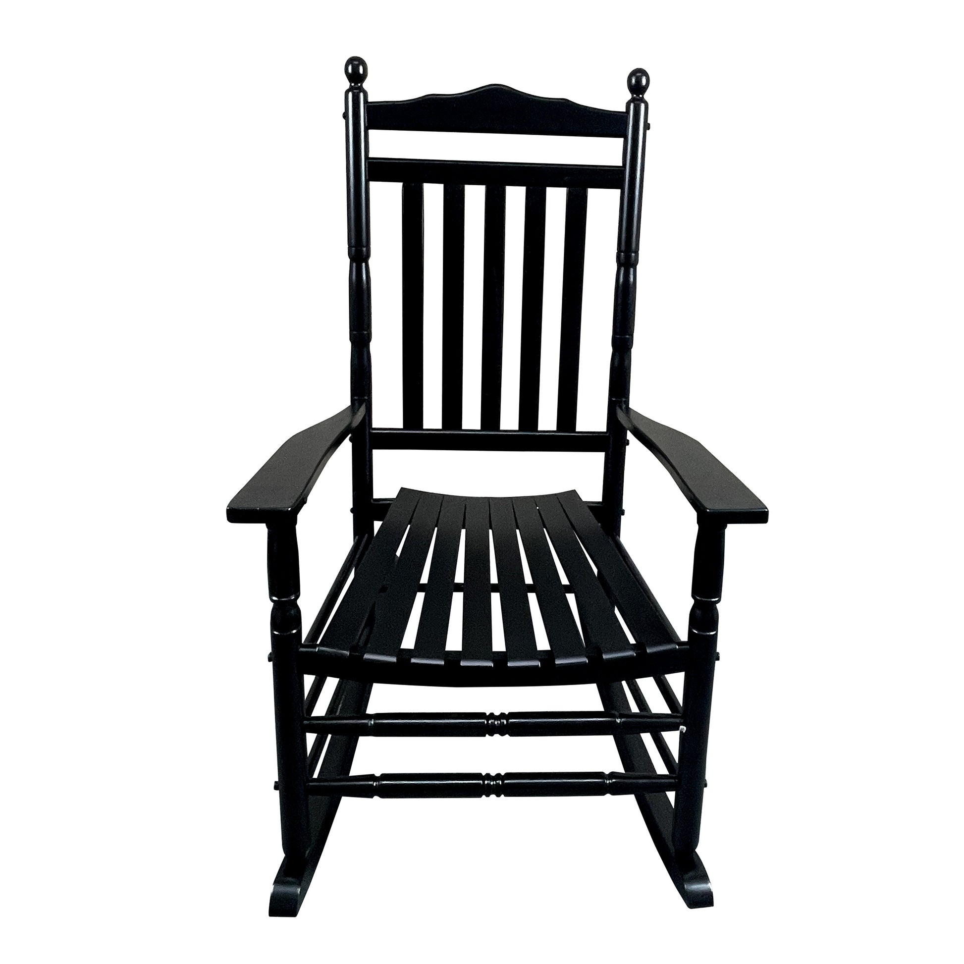 Balcony Porch Adult Rocking Chair Black Black Solid Wood