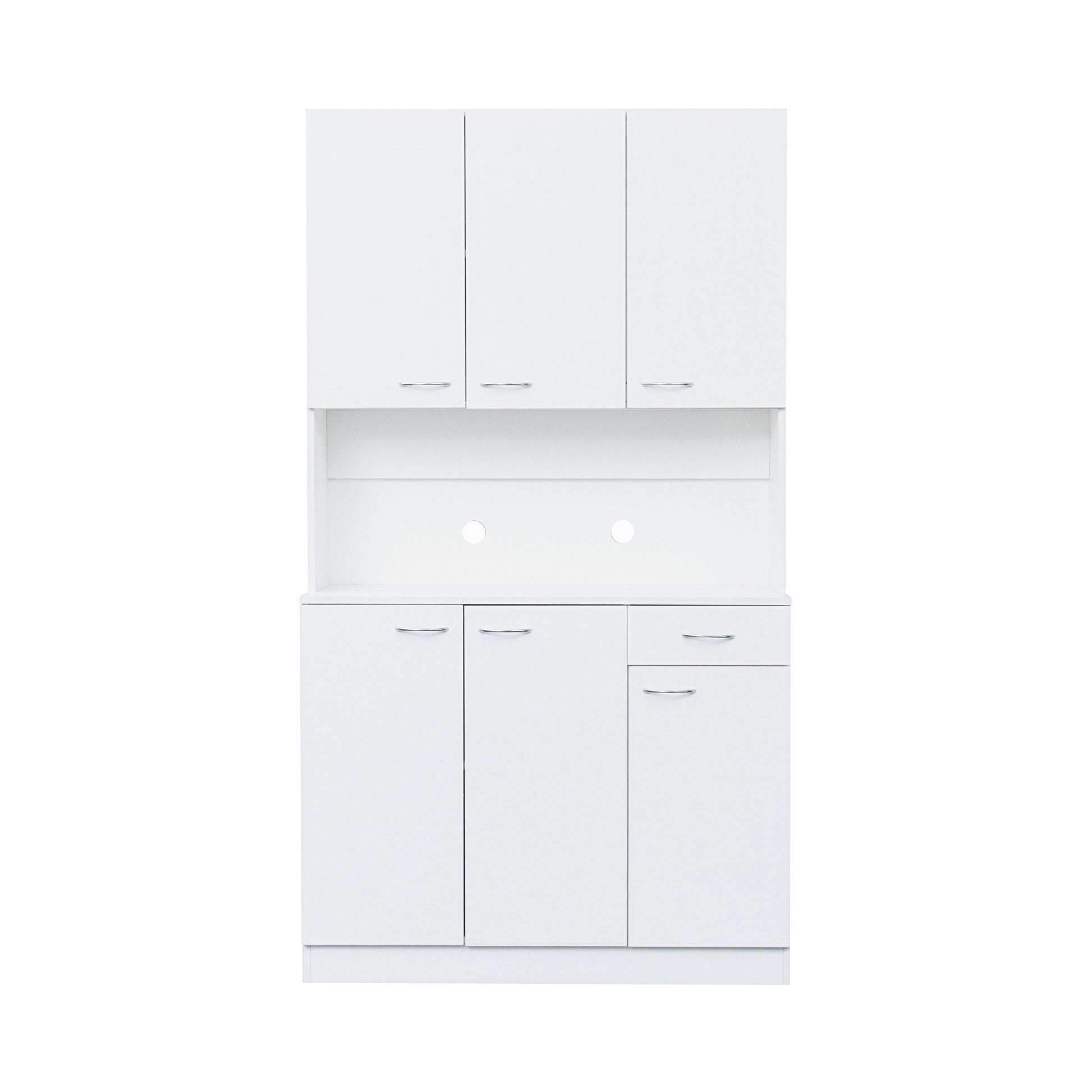 70.87" Tall Wardrobe& Kitchen Cabinet, With 6 Doors, 1 Open Shelves And 1 Drawer For Bedroom,White White Mdf