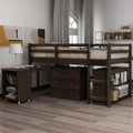 Low Study Twin Loft Bed With Cabinet And Rolling Portable Desk Espresso Old Sku :Lp000113Aap Espresso Solid Wood