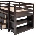 Low Study Twin Loft Bed With Cabinet And Rolling Portable Desk Espresso Old Sku :Lp000113Aap Espresso Solid Wood