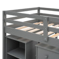 Low Study Twin Loft Bed With Cabinet And Rolling Portable Desk Gray Old Sku :Lp000113Aae Gray Solid Wood