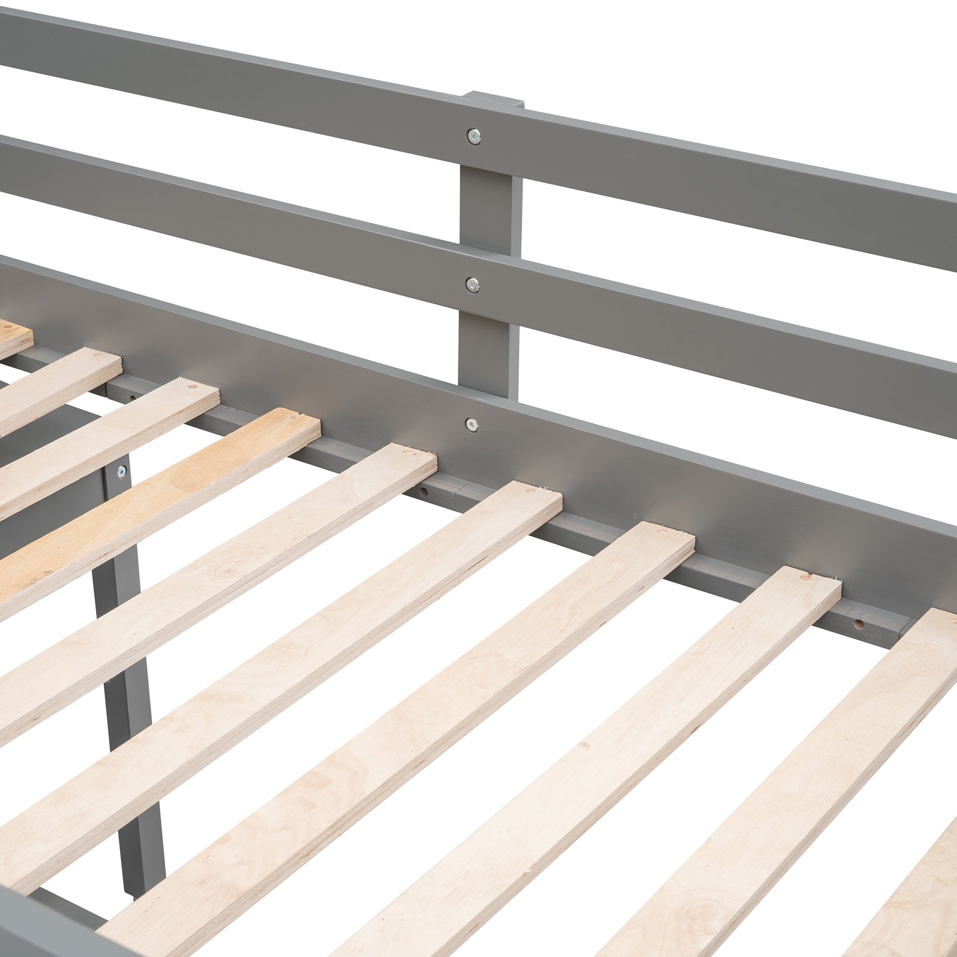 Low Study Twin Loft Bed With Cabinet And Rolling Portable Desk Gray Old Sku :Lp000113Aae Gray Solid Wood