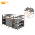 Low Study Twin Loft Bed With Cabinet And Rolling Portable Desk Gray Old Sku :Lp000113Aae Gray Solid Wood