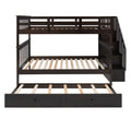 Stairway Full Over Full Bunk Bed With Twin Size Trundle, Storage And Guard Rail For Bedroom, Dorm Espresso Old Sku :Lp001210Aap Espresso Solid Wood