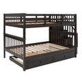 Stairway Full Over Full Bunk Bed With Twin Size Trundle, Storage And Guard Rail For Bedroom, Dorm Espresso Old Sku :Lp001210Aap Espresso Solid Wood