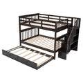 Stairway Full Over Full Bunk Bed With Twin Size Trundle, Storage And Guard Rail For Bedroom, Dorm Espresso Old Sku :Lp001210Aap Espresso Solid Wood
