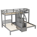 Twin Over Twin & Twin Bunk Bed With Built In Staircase And Storage Drawer,Gray Gray Pine