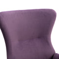 Velvet Fabric Padded Seat Rocking Chair With High Backrest And Armrests Purple Foam Upholstered