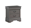 1Pc Nightstand Gray Louis Philippe Solid Wood English Dovetail Construction Antique Nickle Hanging Pulls Gray 2 Drawers Bedroom Bedside Cabinet Contemporary,Transitional Rubberwood Drawers Solid Wood