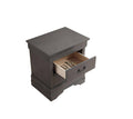 1Pc Nightstand Gray Louis Philippe Solid Wood English Dovetail Construction Antique Nickle Hanging Pulls Gray 2 Drawers Bedroom Bedside Cabinet Contemporary,Transitional Rubberwood Drawers Solid Wood