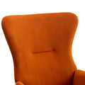 Velvet Fabric Padded Seat Rocking Chair With High Backrest And Armrests Orange Foam Upholstered