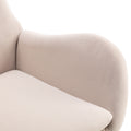 Velvet Fabric Padded Seat Rocking Chair With High Backrest And Armrests Beige Foam Upholstered