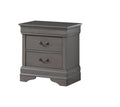 1Pc Nightstand Gray Louis Philippe Solid Wood English Dovetail Construction Antique Nickle Hanging Pulls Gray 2 Drawers Bedroom Bedside Cabinet Contemporary,Transitional Rubberwood Drawers Solid Wood