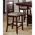 Set Of 2 Chairs Dining Room Furniture Brown Solid Wood Counter Height Chairs Upholstered Cushioned Unique Back Geometric Brown Light Brown Dining Room Modern,Transitional Dining Chairs Rubberwood Solid Wood