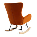Velvet Fabric Padded Seat Rocking Chair With High Backrest And Armrests Orange Foam Upholstered