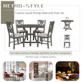 5 Piece Round Dining Table And Chair Set With Special Shaped Legs And An Exquisitely Designed Hollow Chair Back For Dining Room Gray Gray Mdf