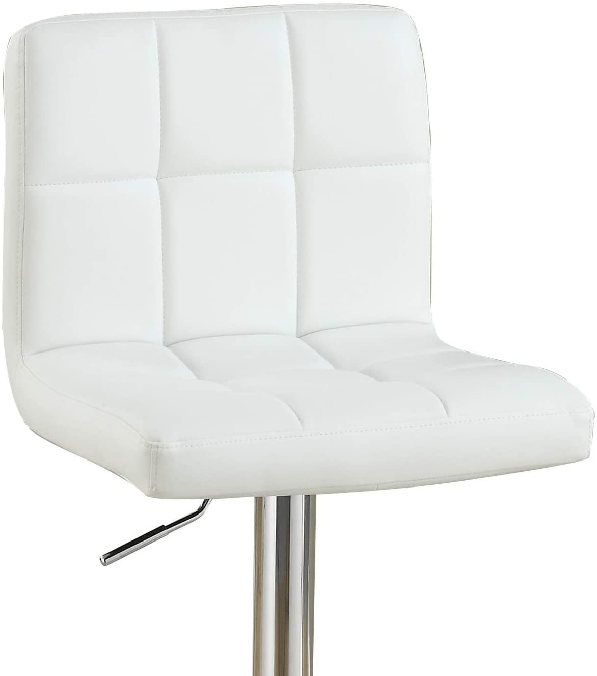 White Faux Leather Bar Stool Counter Height Chairs Set Of 2 Adjustable Height Kitchen Island Stools Modern White Dining Room Contemporary,Modern Bar Stools Tufted Back Metal