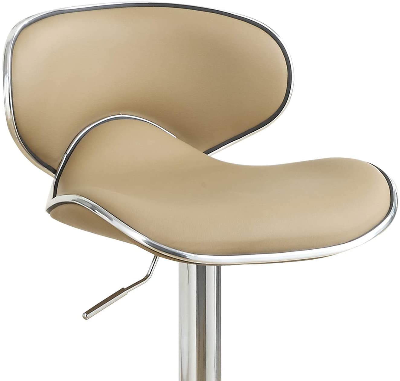 Brown Faux Leather Pvc Bar Stool Counter Height Chairs Set Of 2 Adjustable Height Kitchen Island Stools Brown Dining Room Contemporary,Modern Metal