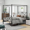 Metal Canopy Bed Frame, Platform Bed Frame With X Shaped Frame Full Black Black Metal