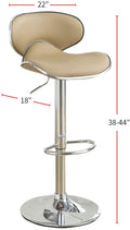 Brown Faux Leather Pvc Bar Stool Counter Height Chairs Set Of 2 Adjustable Height Kitchen Island Stools Brown Dining Room Contemporary,Modern Metal