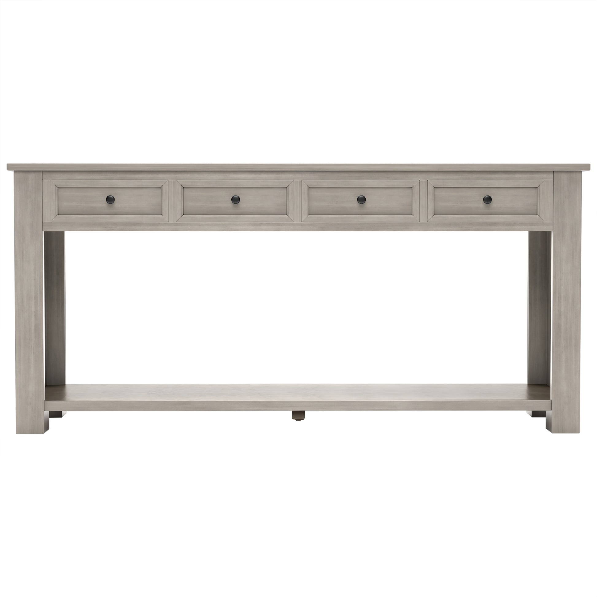 Console Table Sofa Table With Storage Drawers And Bottom Shelf For Entryway Hallway Gray Wash Gray Wash Solid Wood