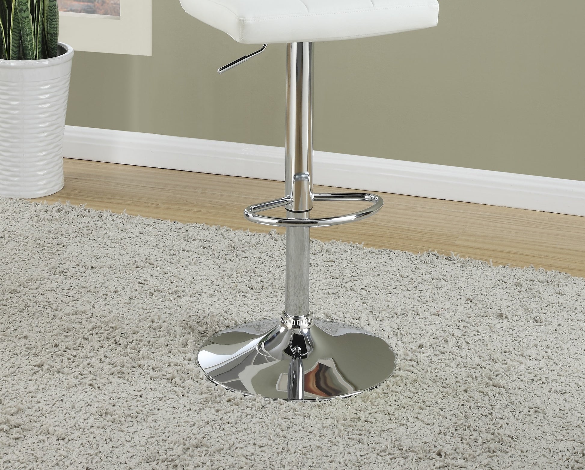 White Faux Leather Bar Stool Counter Height Chairs Set Of 2 Adjustable Height Kitchen Island Stools Modern White Dining Room Contemporary,Modern Bar Stools Tufted Back Metal