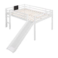 Full Size Loft Bed Wood Bed With Slide, Stair And Chalkboard,White Old Sku:Wf282116Aak White Solid Wood